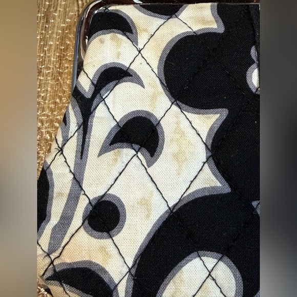 Vera Bradley Black Quilted Wallet. Clearly used, with visible signs of stains. - Picture 9 of 10